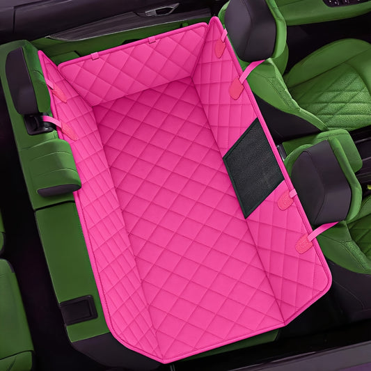 Dog Car Seat Cover for Back Seat - Waterproof Oxford & TPU Pet Seat Protector with Anti-Slip Base, Side Flaps, Seat Belt Openings & Mesh Window, Machine Washable Dog Car Cover for SUVs & Vehicles