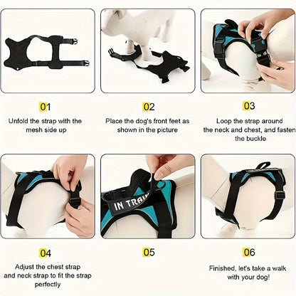 Service Dog Harness with 5 Patches – Reflective Adjustable Oxford Vest with Inner Mesh Layer, Service Dog ID System for Small Medium Large Dogs, XS–XL, 5 Colors