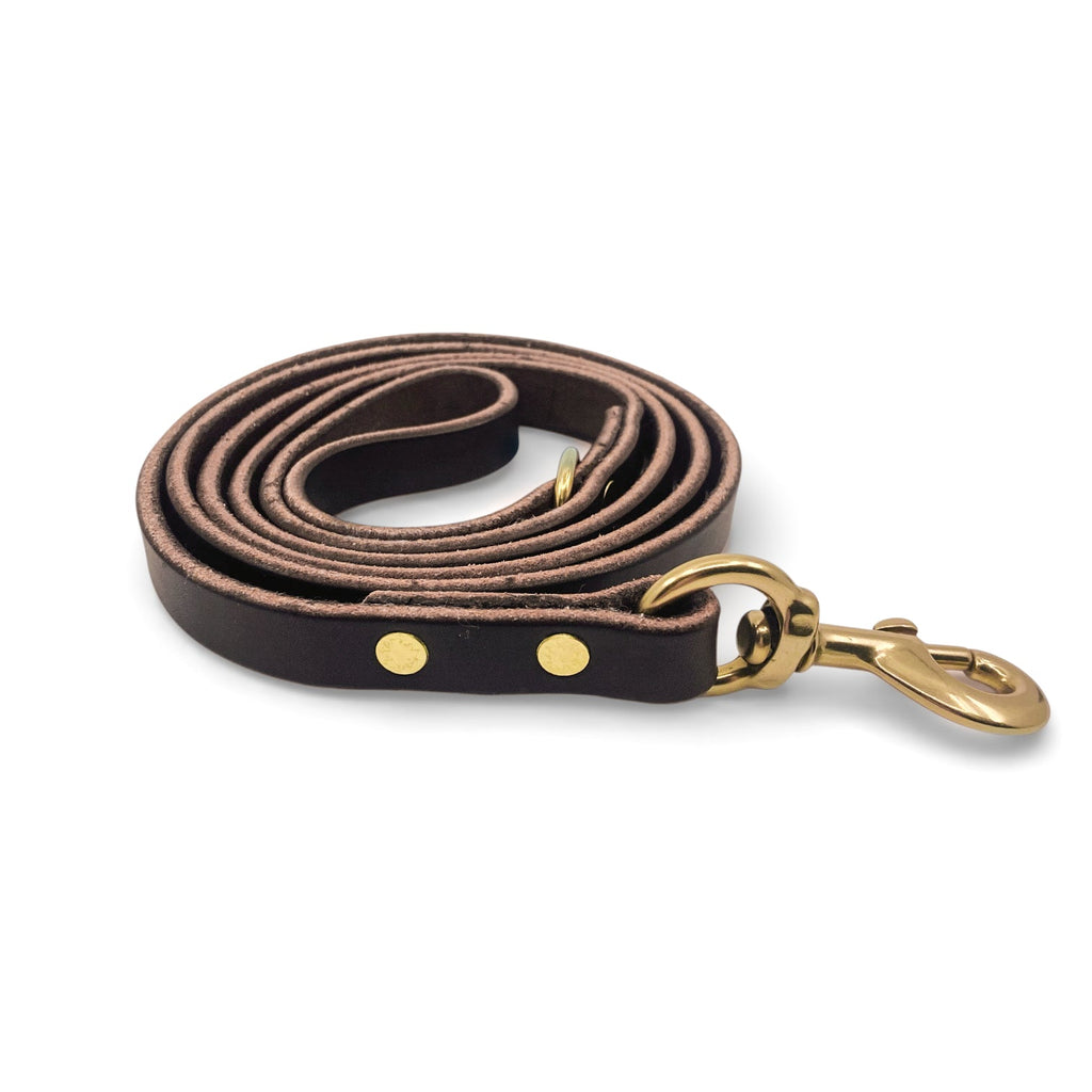 Dog Leash, 6ft 180cm Bridle Leather Lead for Everyday Walks and Training with Brass Rivet or Saddle Stitch Finish