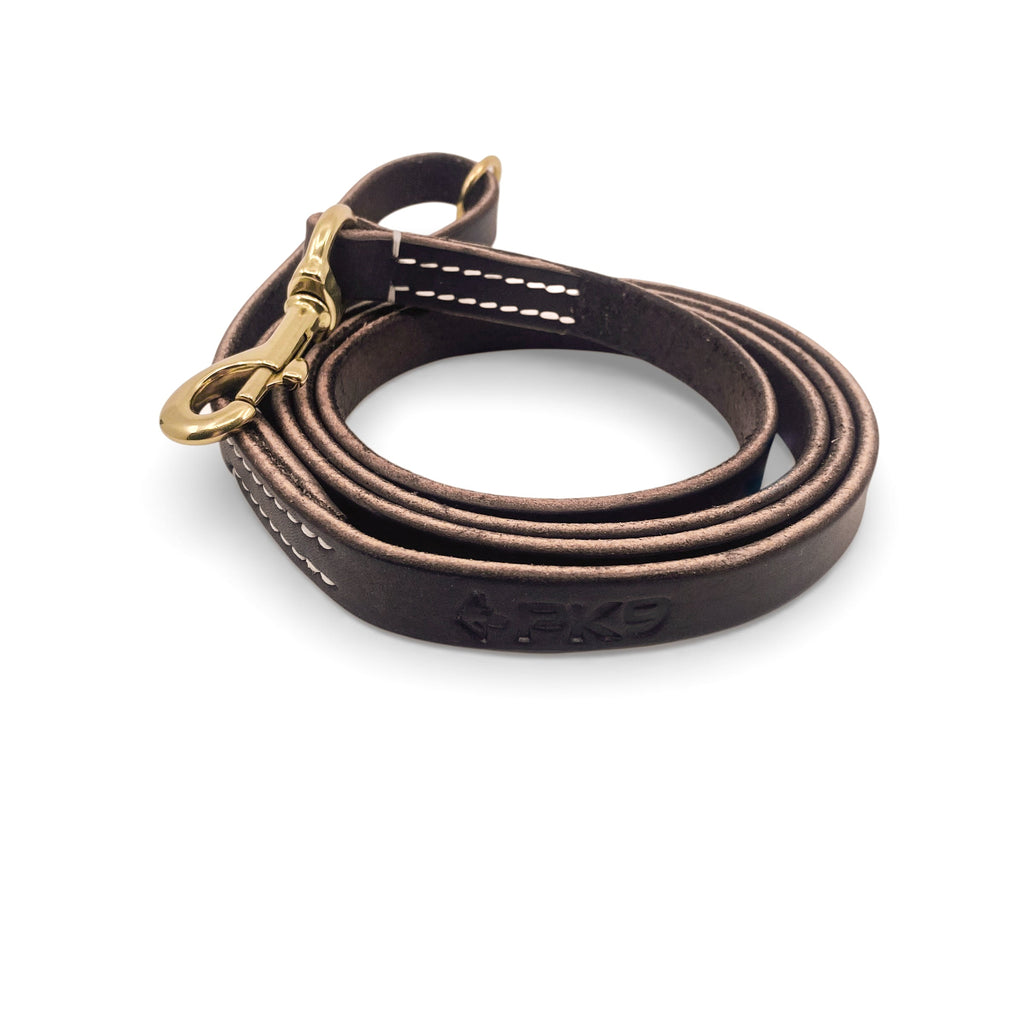 Dog Leash, 6ft 180cm Bridle Leather Lead for Everyday Walks and Training with Brass Rivet or Saddle Stitch Finish