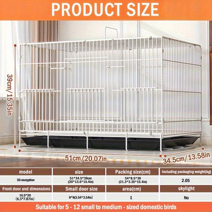 Bird Cage Large Foldable Metal - Escape-Proof Indoor Aviary for Pigeons Parrots & Small Birds with Perches, Feeding Box & Drinking Fountain - Spacious Breeding House & Decorative Pet Bird Enclosure 20 Inch