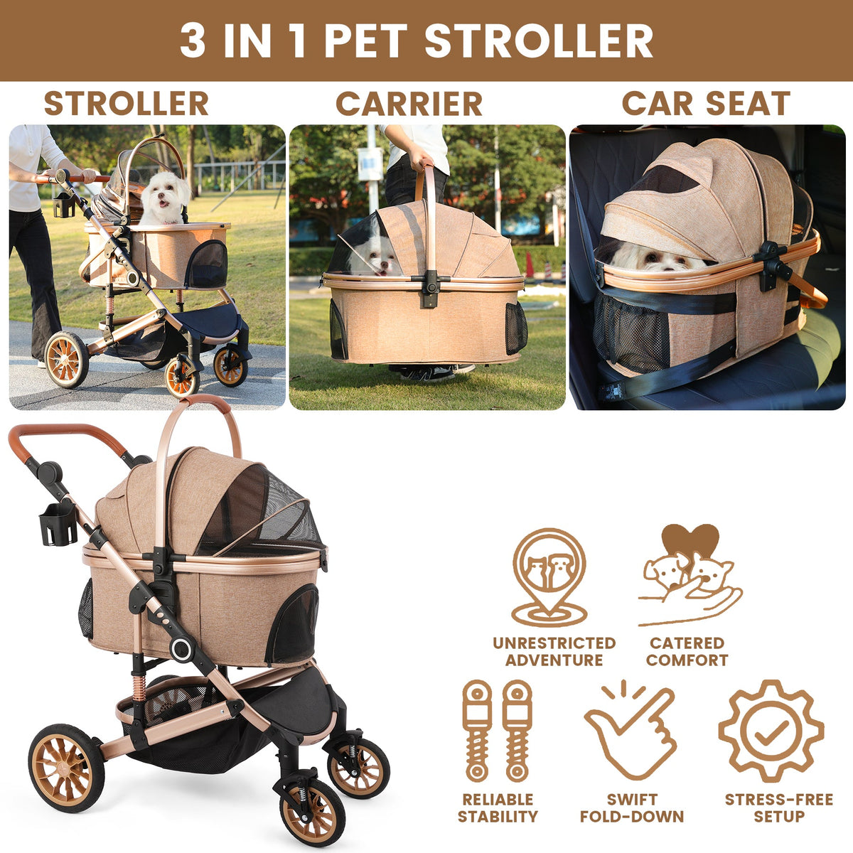 Detachable Carrier Pet Stroller product image 2