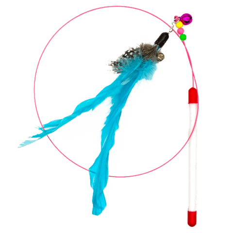 Interactive Feather Teaser Wand Cat Toy, Feather Teaser Wand