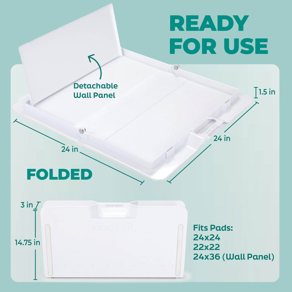 KindTail Pee PAWD® dog potty training pee pad holder on a clean surface, designed for easy training and clean-up.