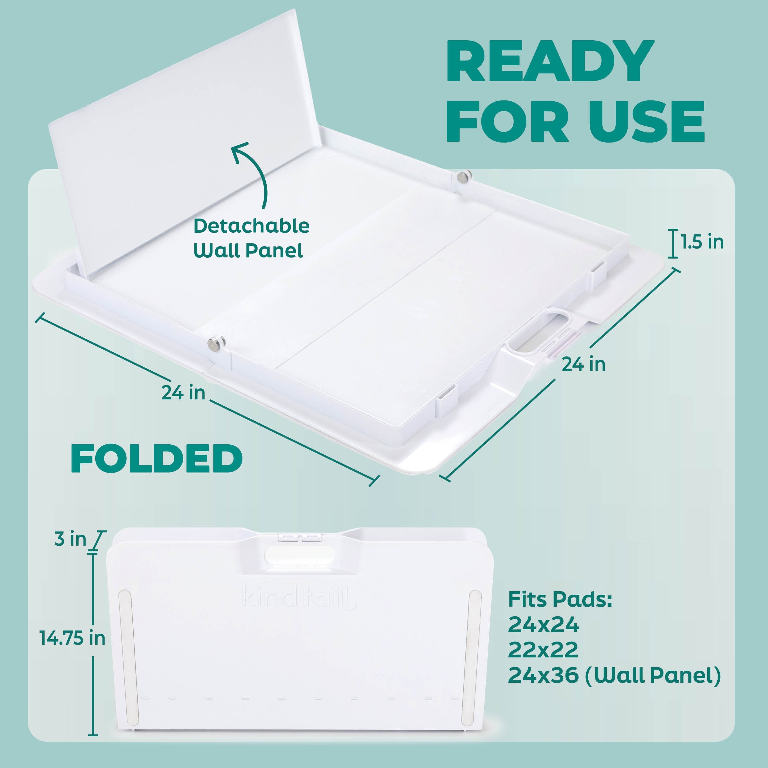 KindTail Pee PAWD® dog potty training pee pad holder on a clean surface, designed for easy training and clean-up.