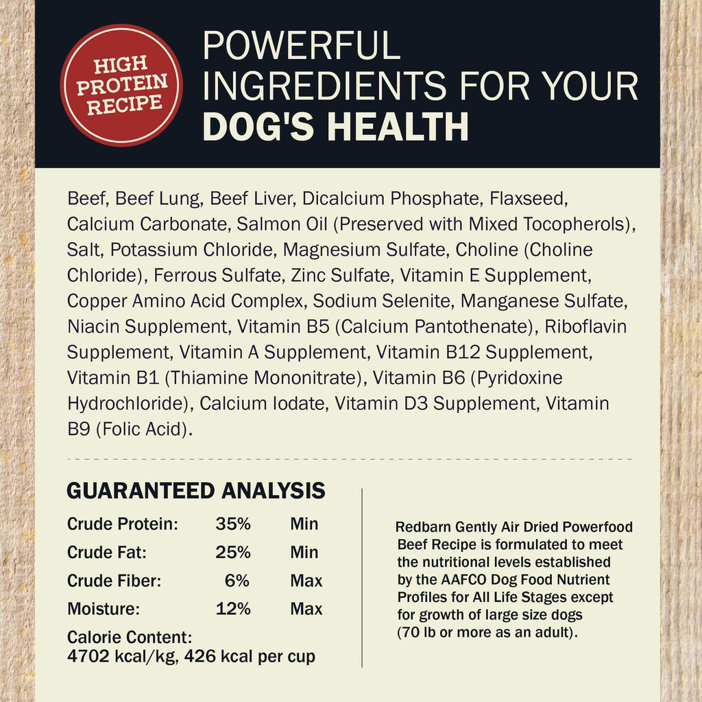 Air Dried Powerfood High Protein Beef Recipe - Ingredients & Guaranteed Analysis