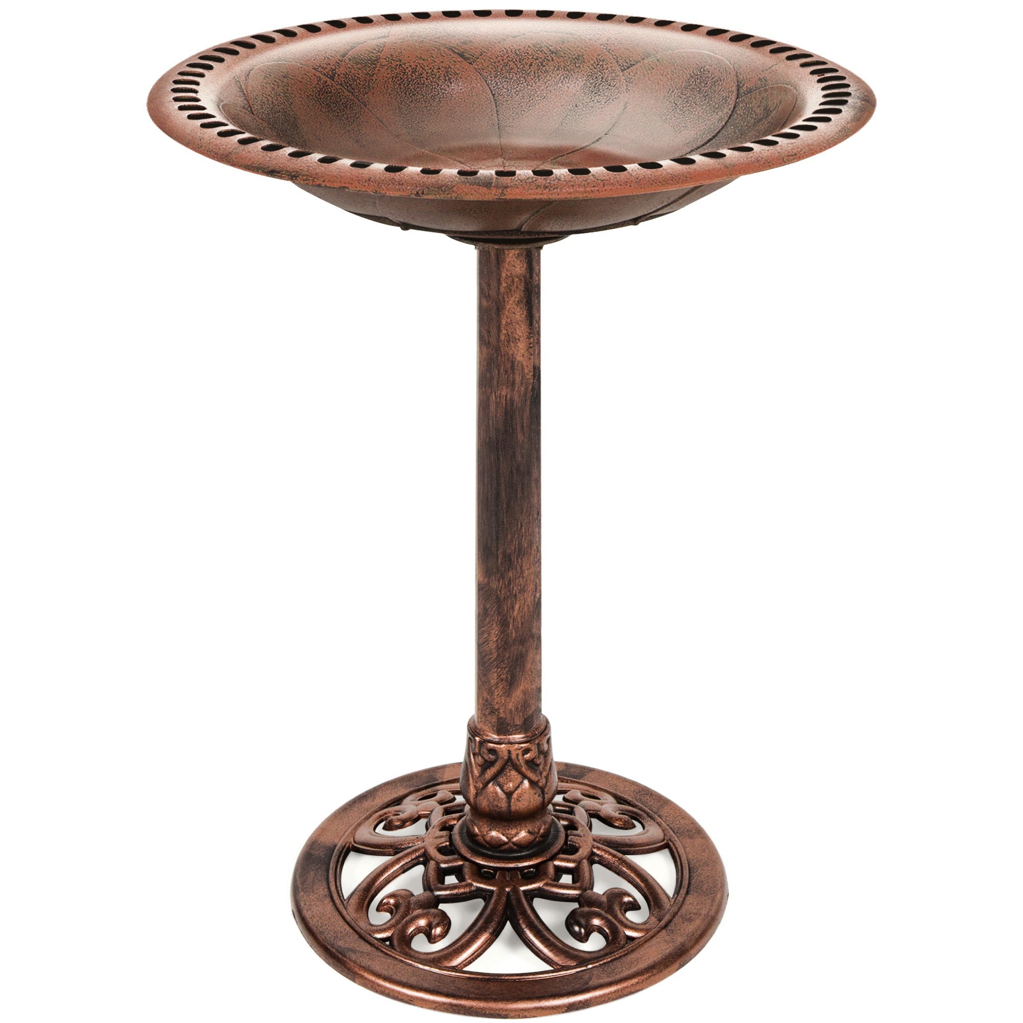 Vintage Outdoor Polyresin Bird Bath Copper