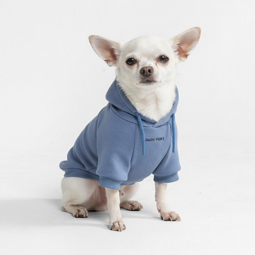 Slate Blue Stretch Fleece Dog Hoodie, S