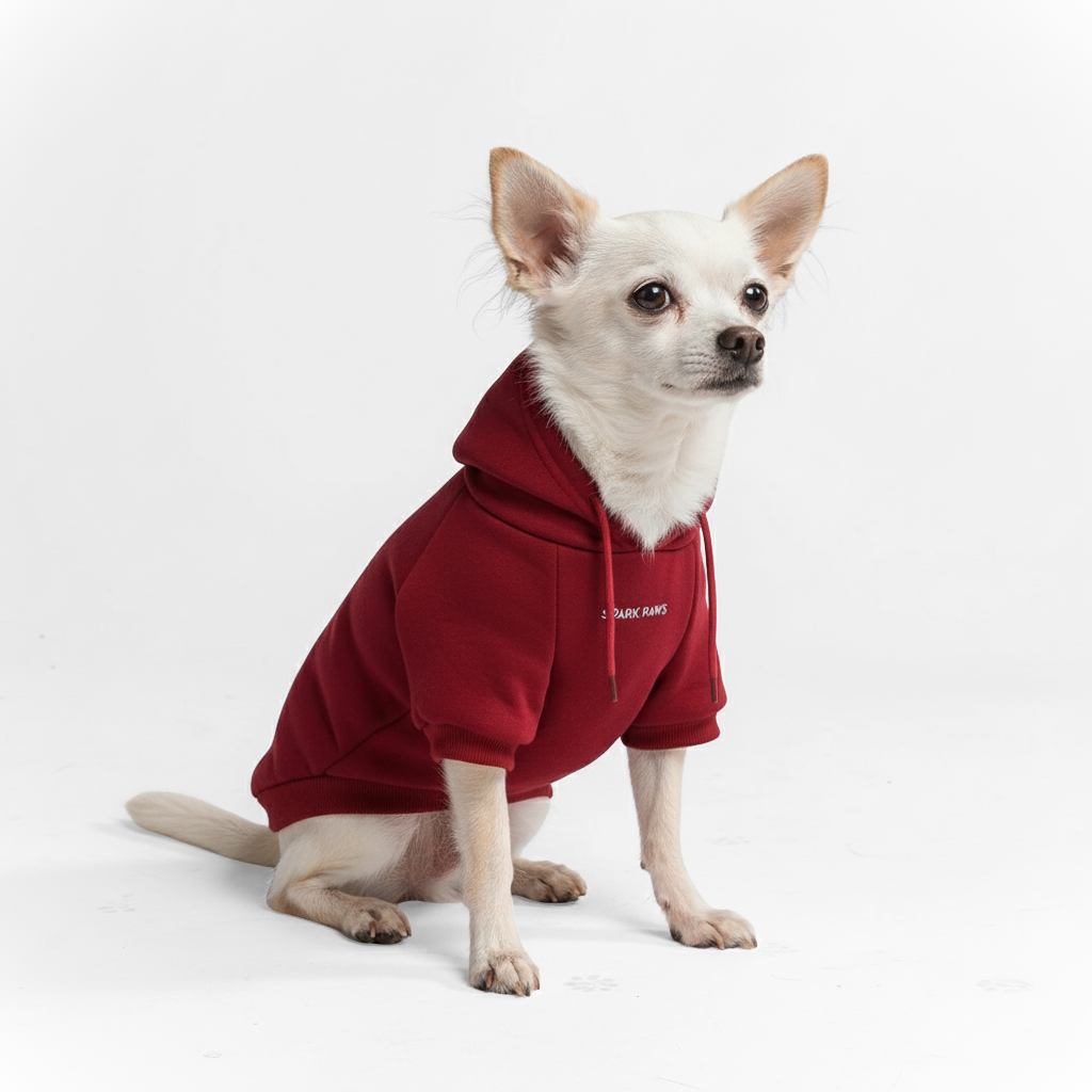 Burgundy Stretch Fleece Dog Hoodie, S