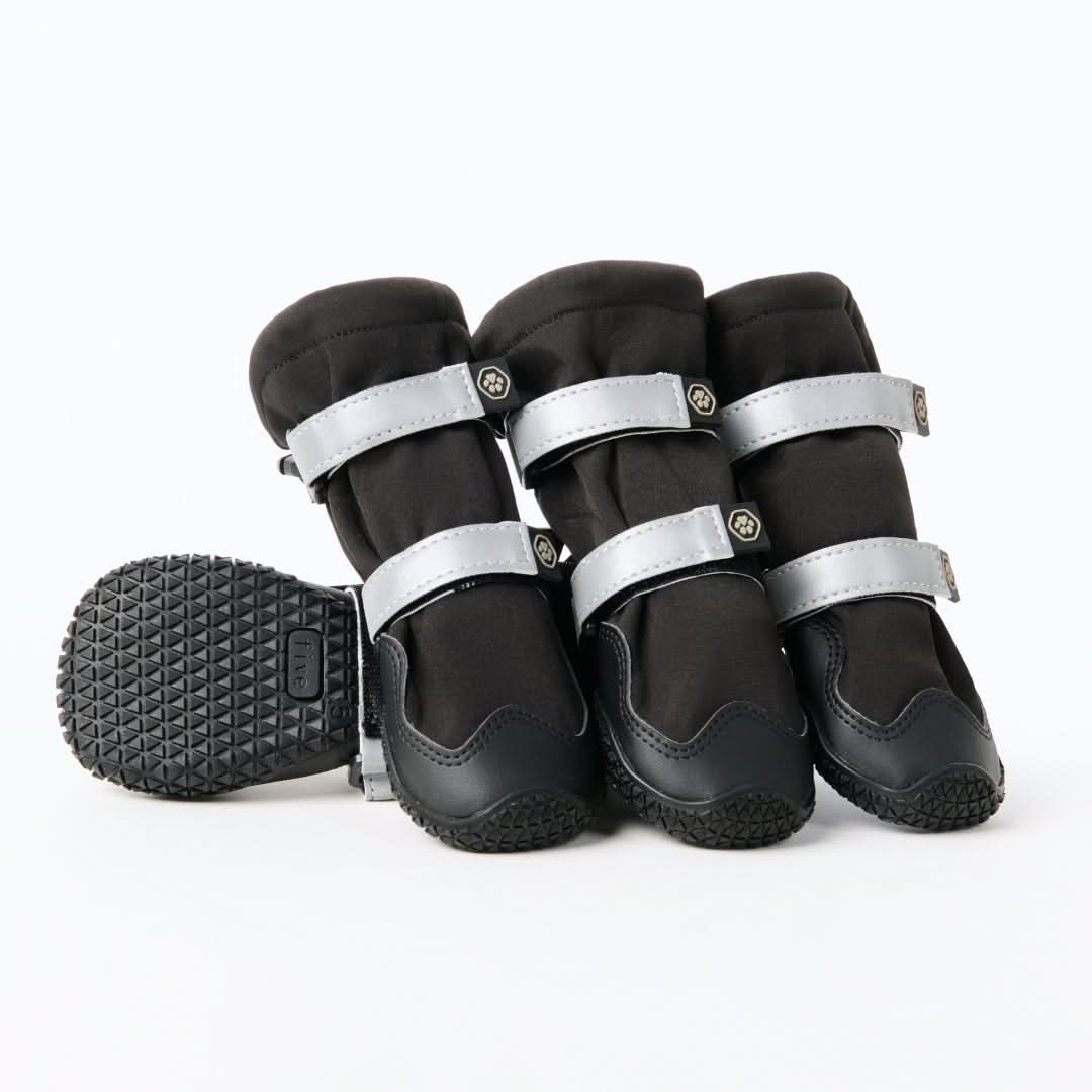 Waterproof Fleece-Lined Dog Rain Boots, Black Boots / Size 1) for 14-23lbs/6.5-10.5kg