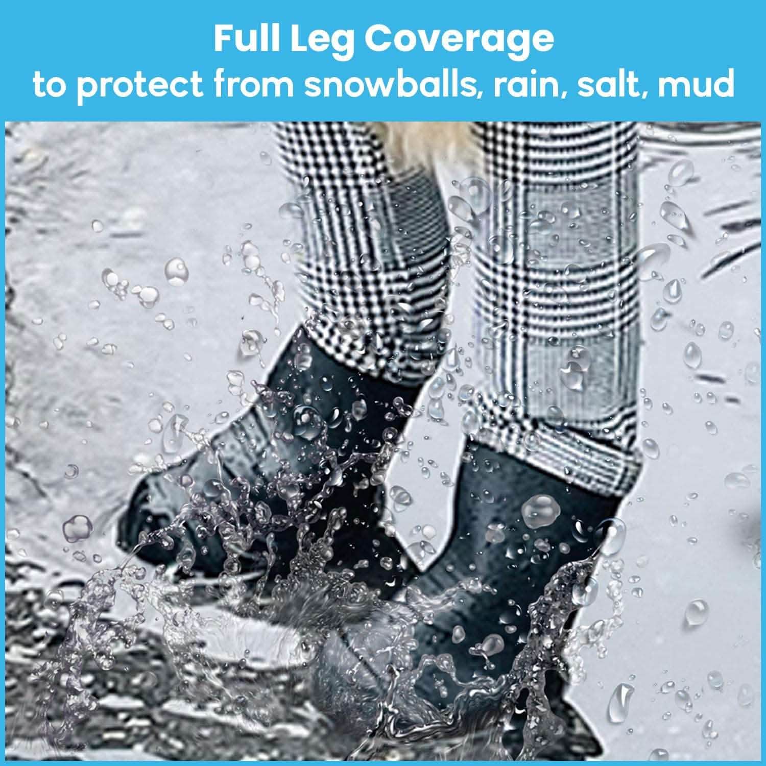 Waterproof boots & water-resistant leggings.