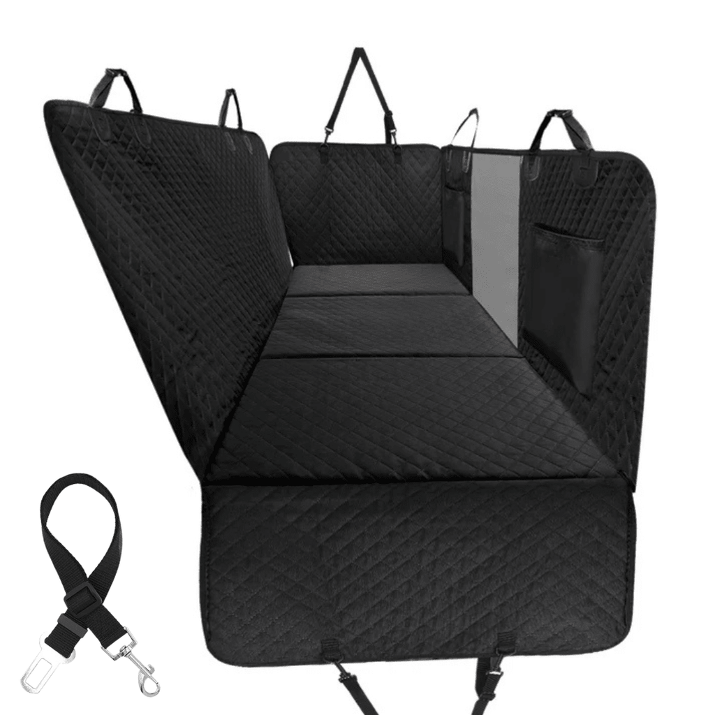 Waterproof Hard Bottom Car & Truck Seat Foldable Hammock Cover With Storage Pockets, Side Flaps, Headrest Straps, Seat