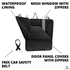 Waterproof Hard Bottom Car & Truck Seat Foldable Hammock Cover With Storage Pockets, Side Flaps, Headrest Straps, Seat