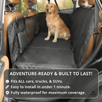 Waterproof Hard Bottom Car & Truck Seat Foldable Hammock Cover With Storage Pockets, Side Flaps, Headrest Straps, Seat