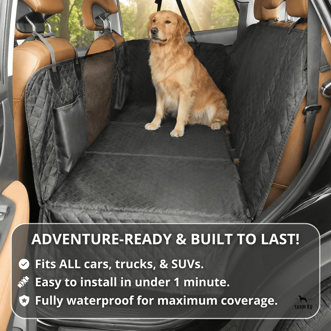 Waterproof Hard Bottom Car & Truck Seat Foldable Hammock Cover With Storage Pockets, Side Flaps, Headrest Straps, Seat