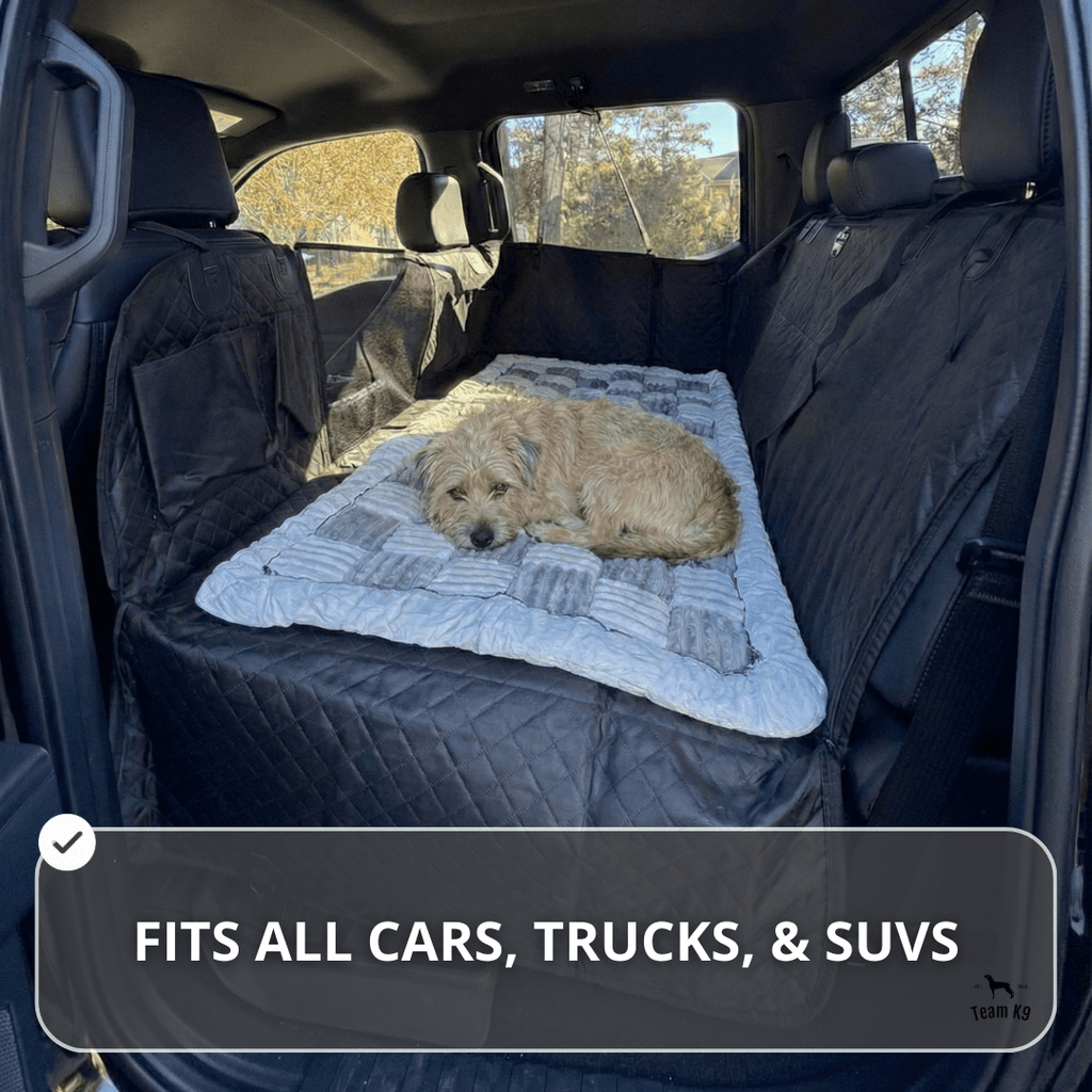 Waterproof Hard Bottom Car & Truck Seat Foldable Hammock Cover With Storage Pockets, Side Flaps, Headrest Straps, Seat