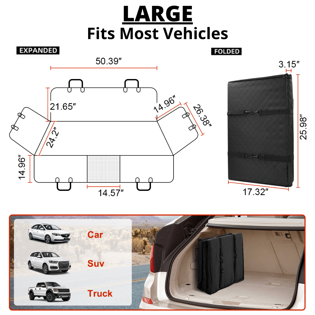 Waterproof Hard Bottom Car & Truck Seat Foldable Hammock Cover With Storage Pockets, Side Flaps, Headrest Straps, Seat