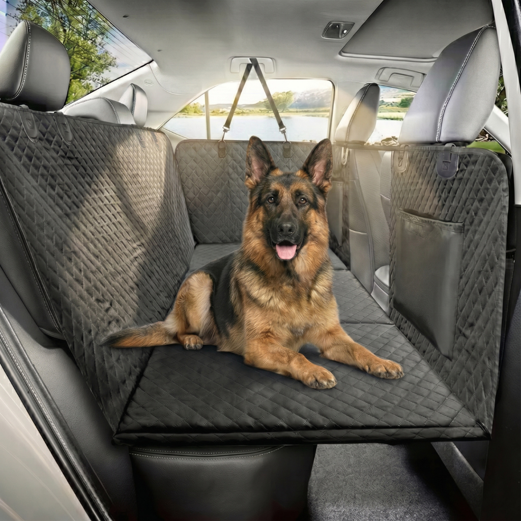 Waterproof Hard Bottom Car & Truck Seat Foldable Hammock Cover With Storage Pockets, Side Flaps, Headrest Straps, Seat