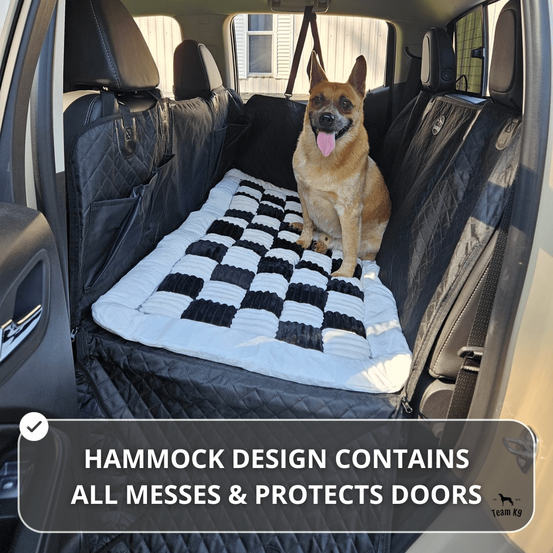 Waterproof Hard Bottom Car & Truck Seat Foldable Hammock Cover With Storage Pockets, Side Flaps, Headrest Straps, Seat