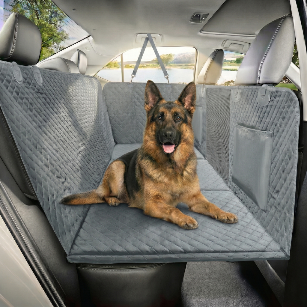 Waterproof Hard Bottom Car & Truck Seat Foldable Hammock Cover With Storage Pockets, Side Flaps, Headrest Straps, Seat