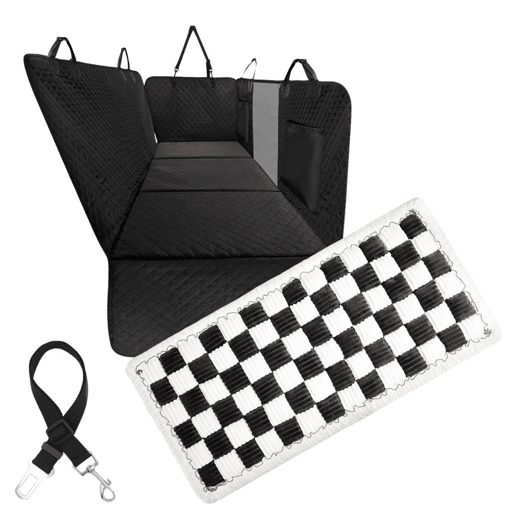 Waterproof Hard Bottom Car & Truck Seat Foldable Hammock Cover With Storage Pockets, Side Flaps, Headrest Straps, Seat