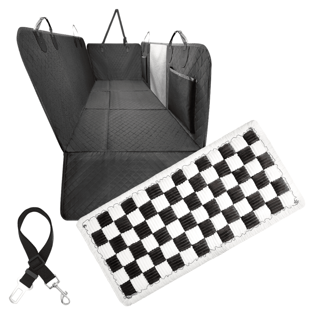 Waterproof Hard Bottom Car & Truck Seat Foldable Hammock Cover With Storage Pockets, Side Flaps, Headrest Straps, Seat