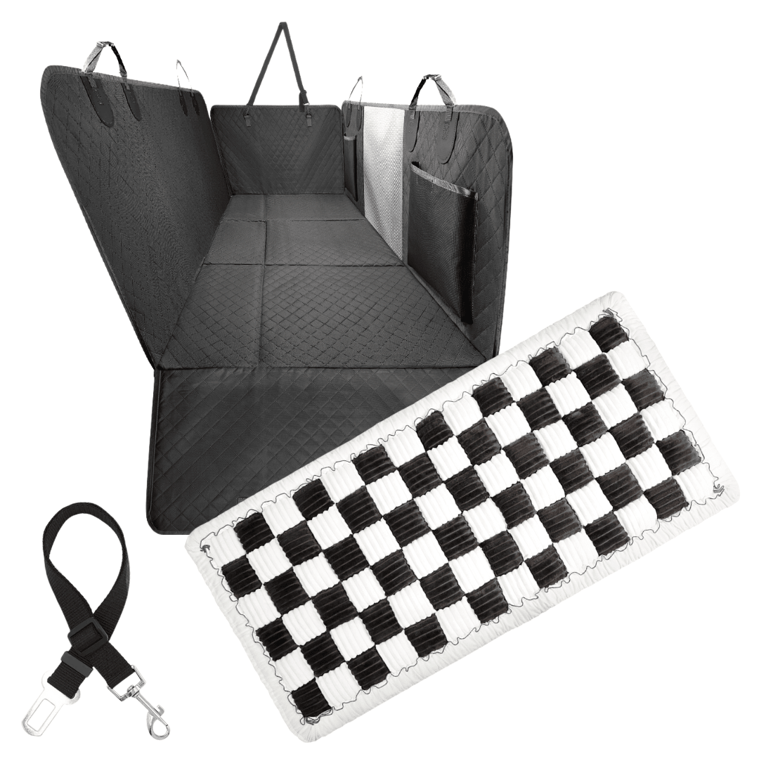 Waterproof Hard Bottom Car & Truck Seat Foldable Hammock Cover With Storage Pockets, Side Flaps, Headrest Straps, Seat