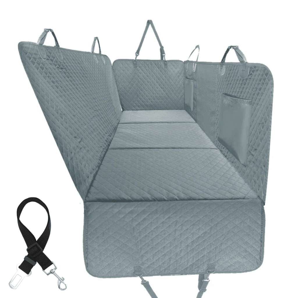 Waterproof Hard Bottom Car & Truck Seat Foldable Hammock Cover With Storage Pockets, Side Flaps, Headrest Straps, Seat