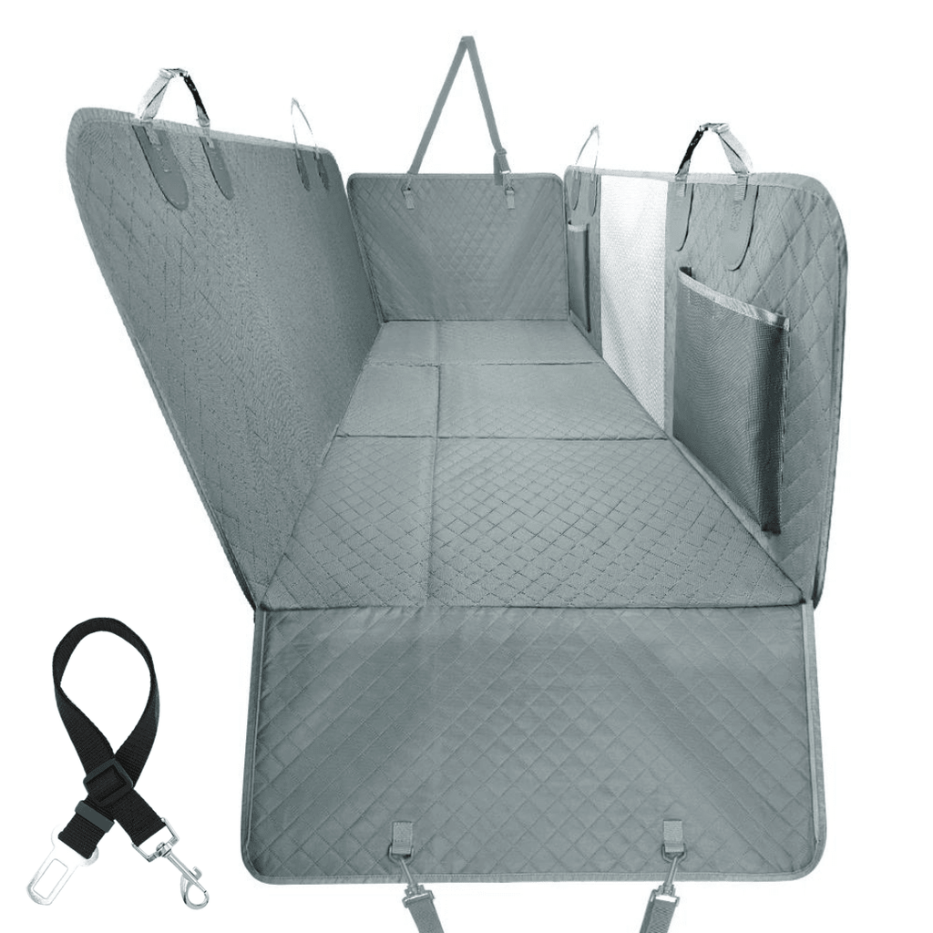 Waterproof Hard Bottom Car & Truck Seat Foldable Hammock Cover With Storage Pockets, Side Flaps, Headrest Straps, Seat