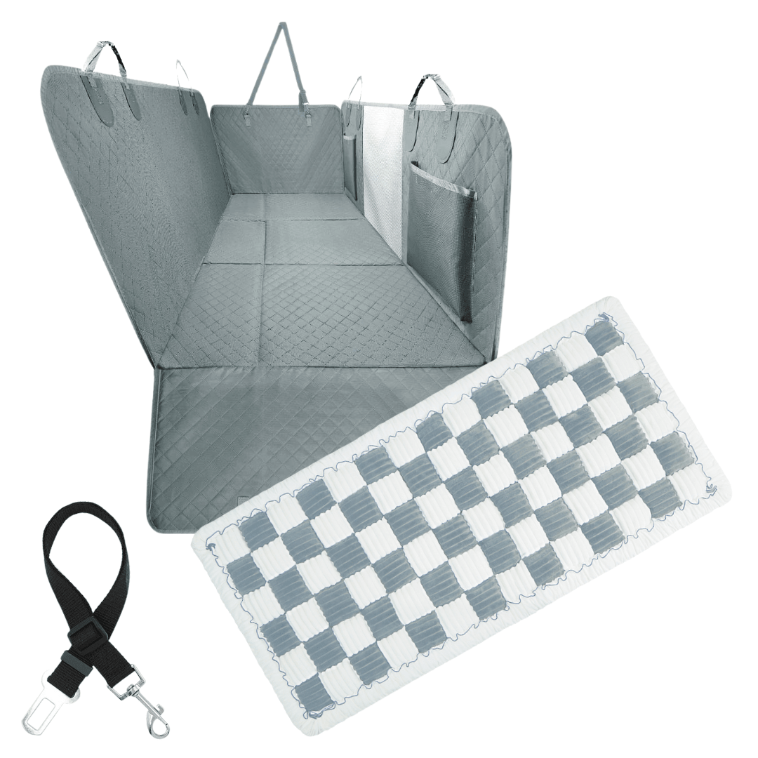 Waterproof Hard Bottom Car & Truck Seat Foldable Hammock Cover With Storage Pockets, Side Flaps, Headrest Straps, Seat