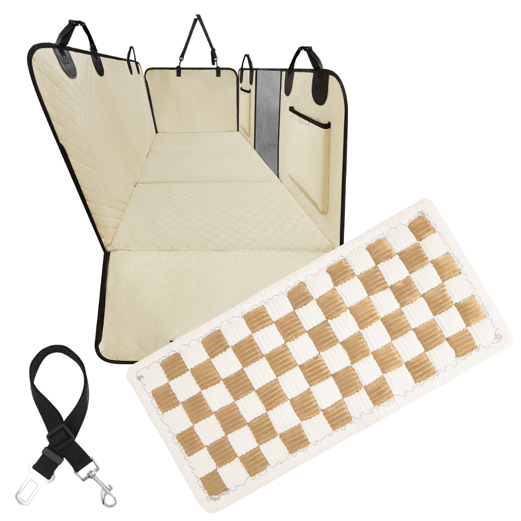 Waterproof Hard Bottom Car & Truck Seat Foldable Hammock Cover With Storage Pockets, Side Flaps, Headrest Straps, Seat