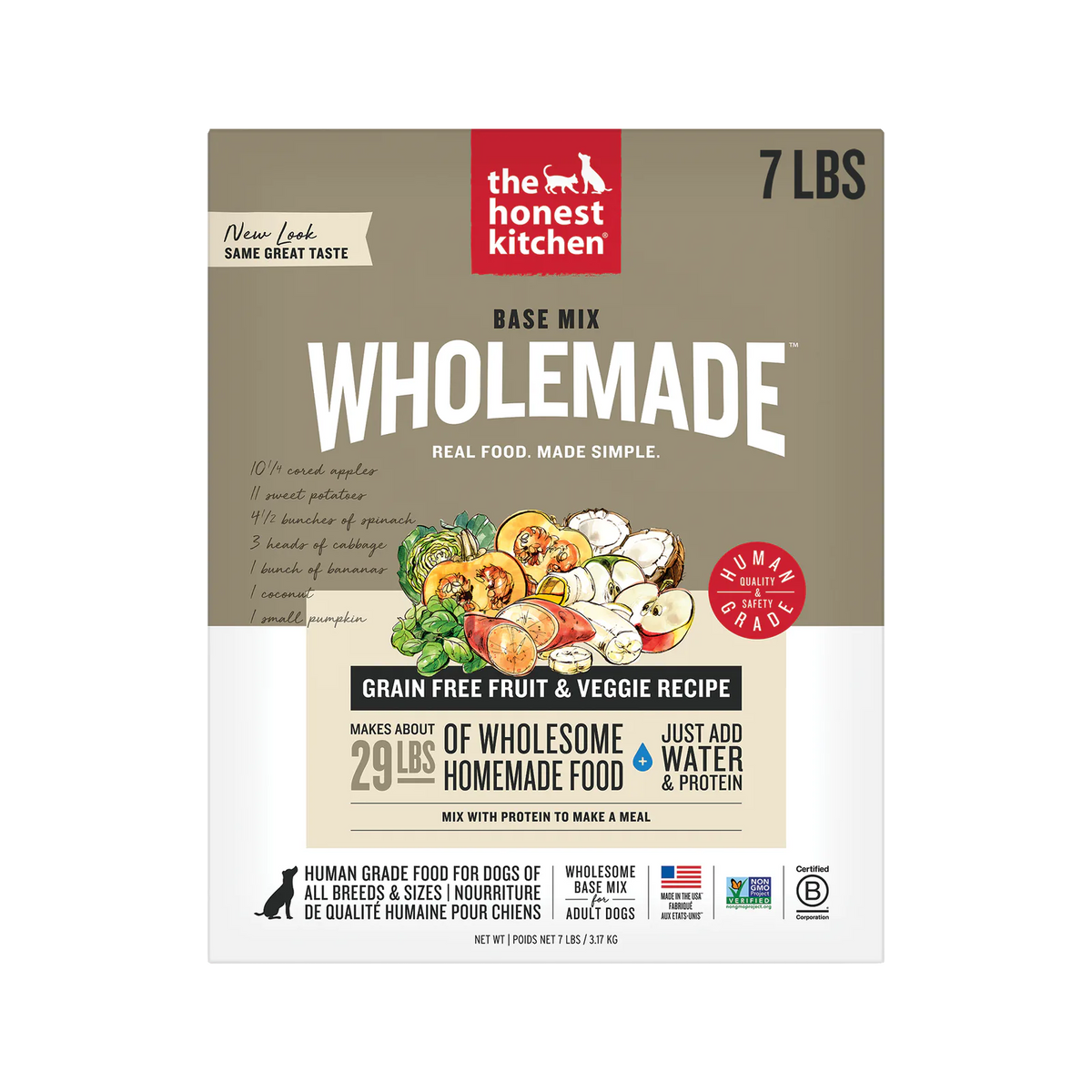 Wholemade Base Mix Dehydrated Dog Food from The Honest Kitchen Grain Free Fruit &amp; Veggie Recipe ::7-lb