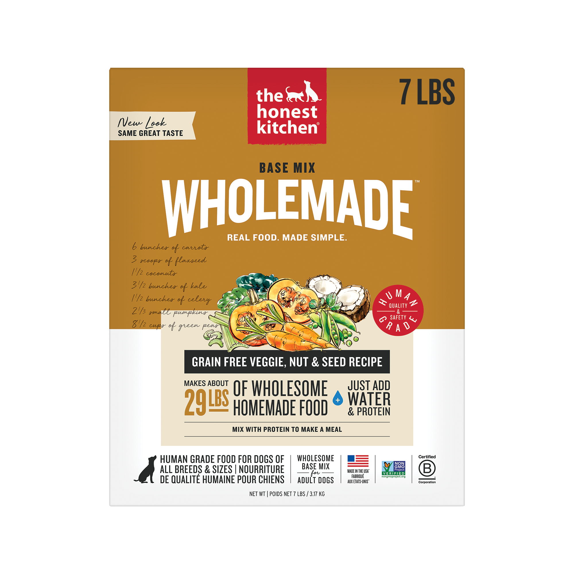 Wholemade Base Mix Dehydrated Dog Food from The Honest Kitchen Grain Free Veggie, Nut & Seed Recipe ::7-lb