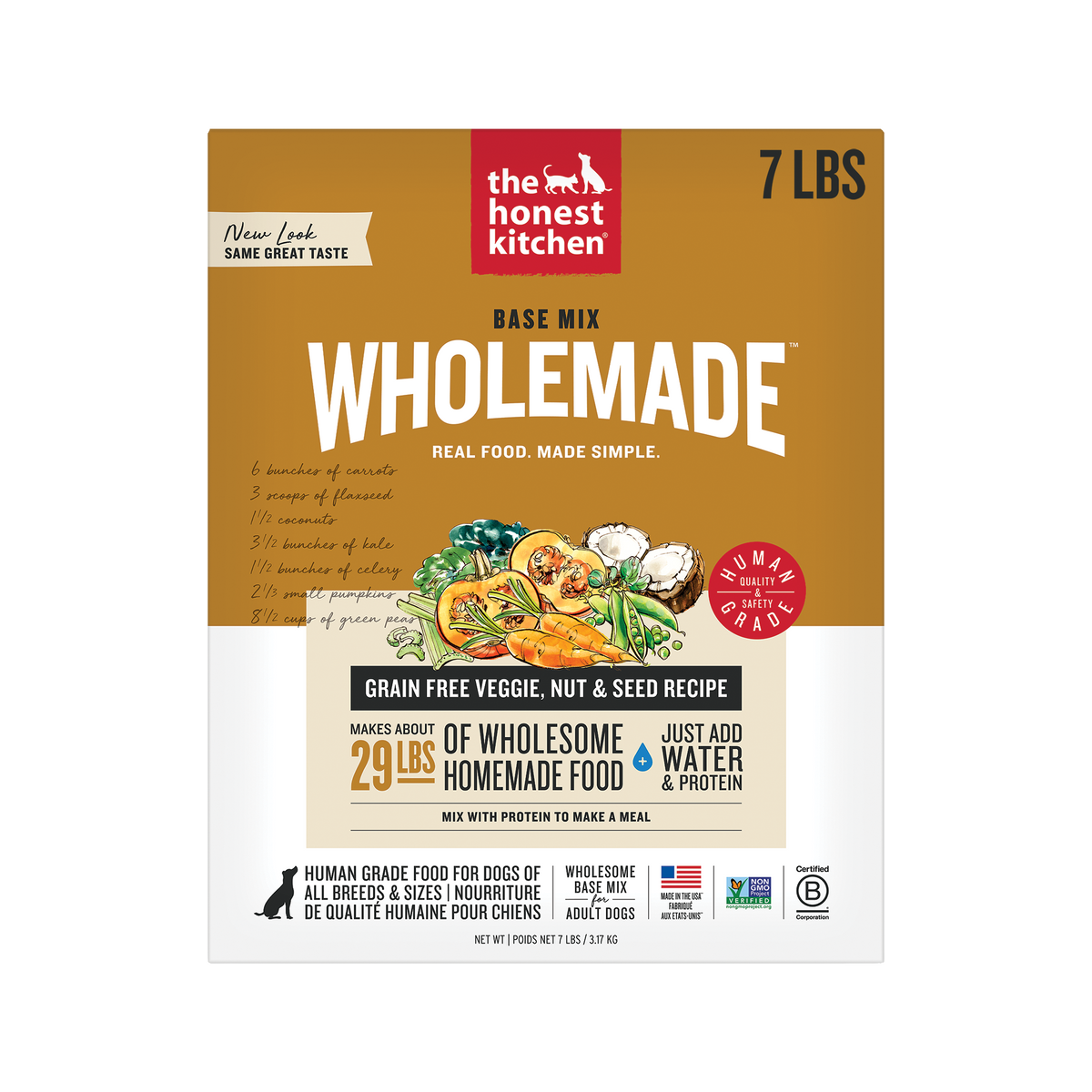 Wholemade Base Mix Dehydrated Dog Food from The Honest Kitchen Grain Free Veggie, Nut & Seed Recipe ::7-lb