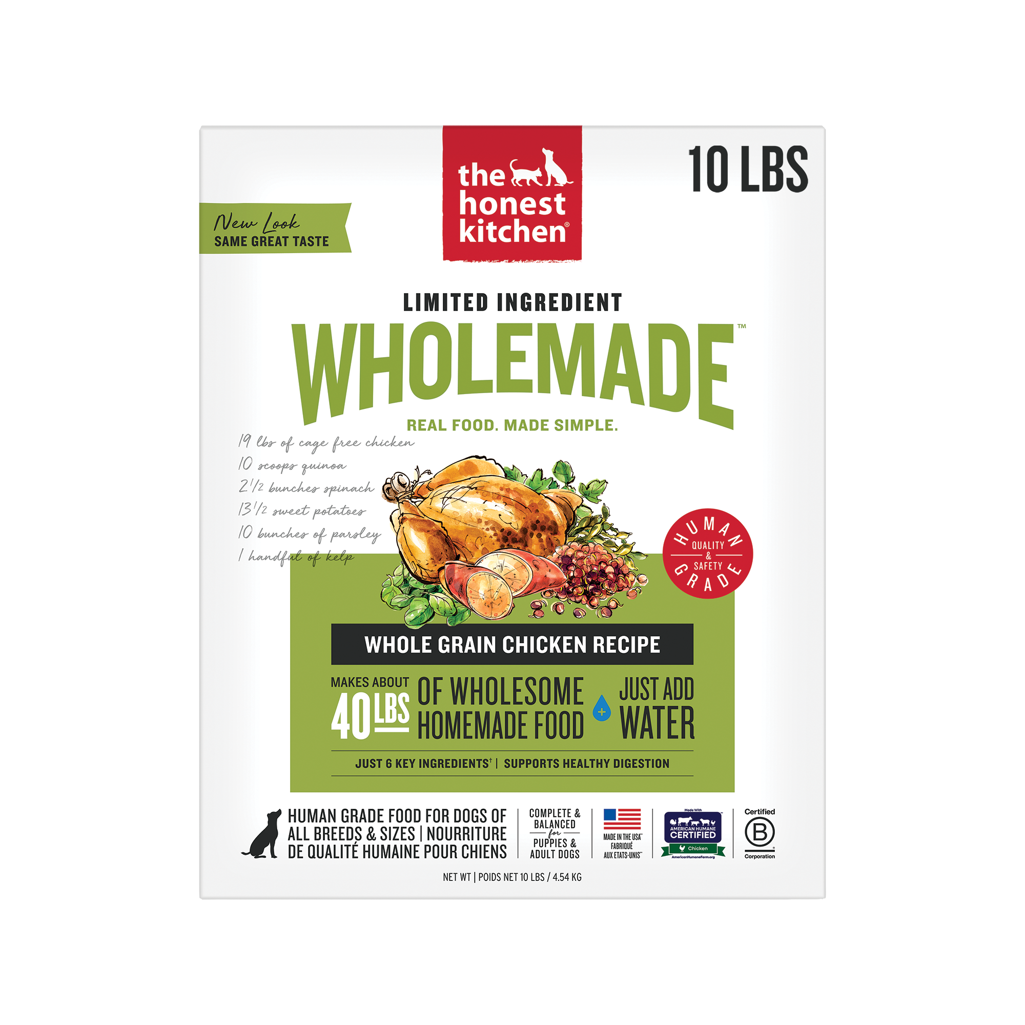 Wholemade Limited Ingredient Dehydrated Dog Food from The Honest Kitchen Whole Grain Chicken Recipe ::10-lb