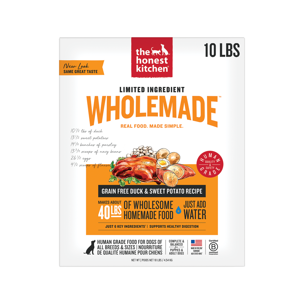 Wholemade Limited Ingredient Dehydrated Dog Food from The Honest Kitchen Grain Free Duck &amp; Sweet Potato Recipe ::10-lb