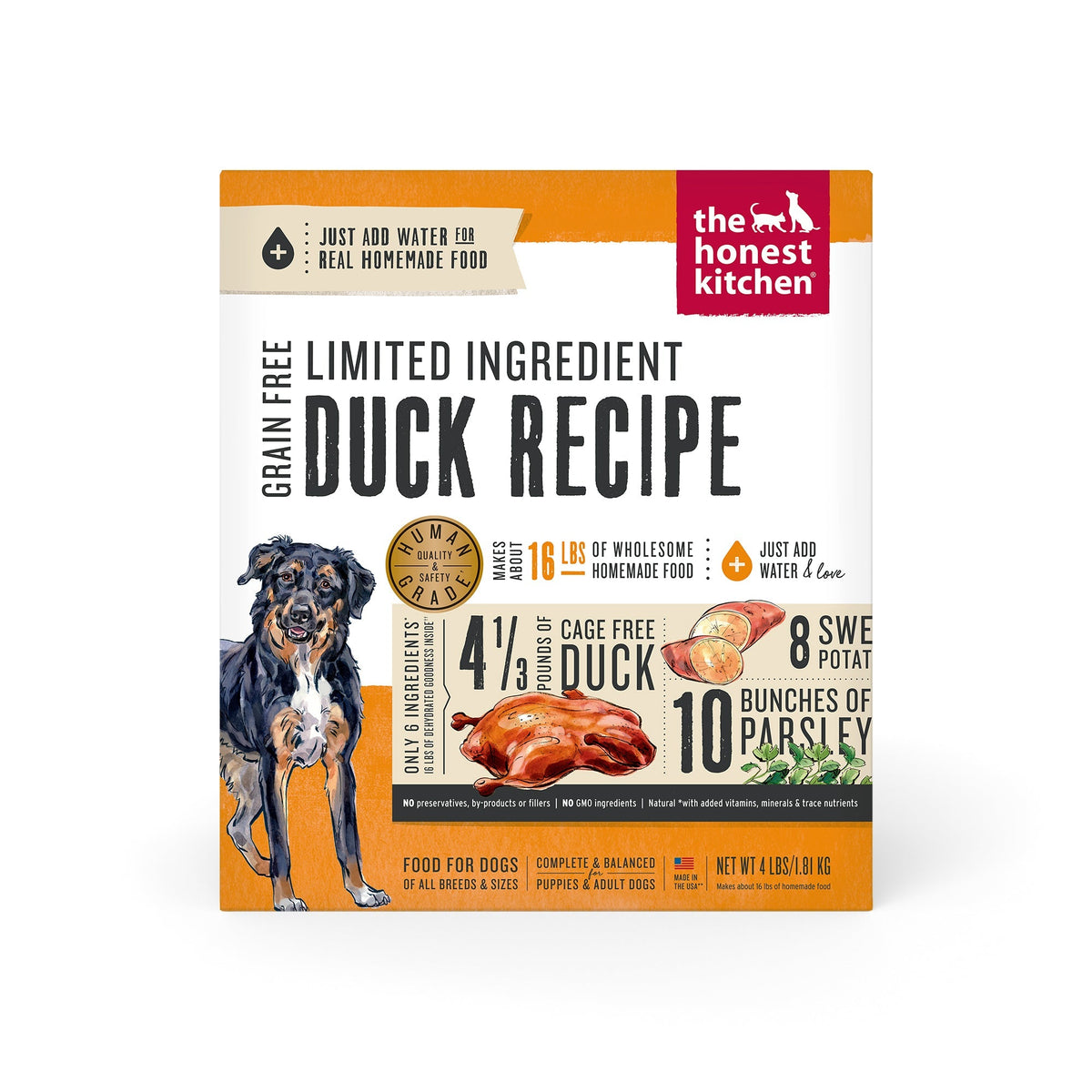 Wholemade Limited Ingredient Dehydrated Dog Food from The Honest Kitchen Grain Free Duck &amp; Sweet Potato Recipe ::4-lb