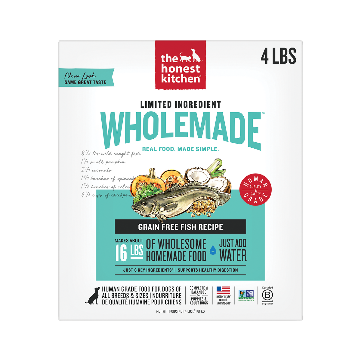 Wholemade Limited Ingredient Dehydrated Dog Food from The Honest Kitchen Grain Free Fish Recipe ::4-lb