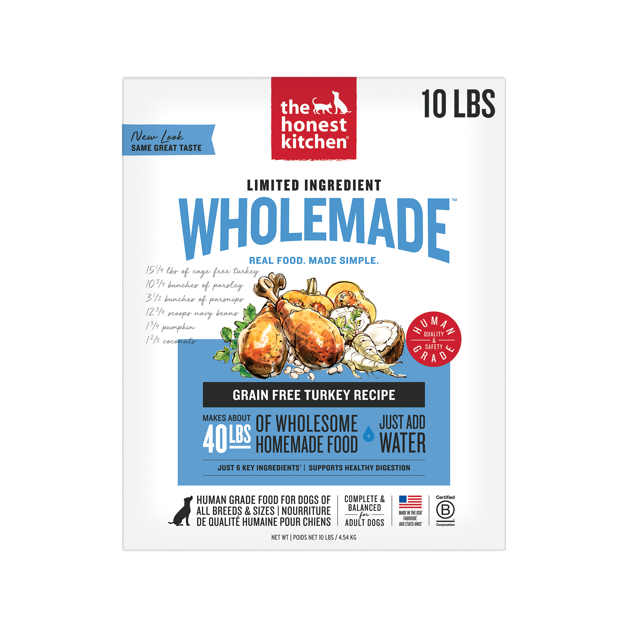 Wholemade Limited Ingredient Dehydrated Dog Food from The Honest Kitchen Grain Free Turkey Recipe ::10-lb