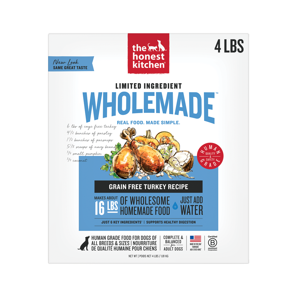 Wholemade Limited Ingredient Dehydrated Dog Food from The Honest Kitchen Grain Free Turkey Recipe ::4-lb