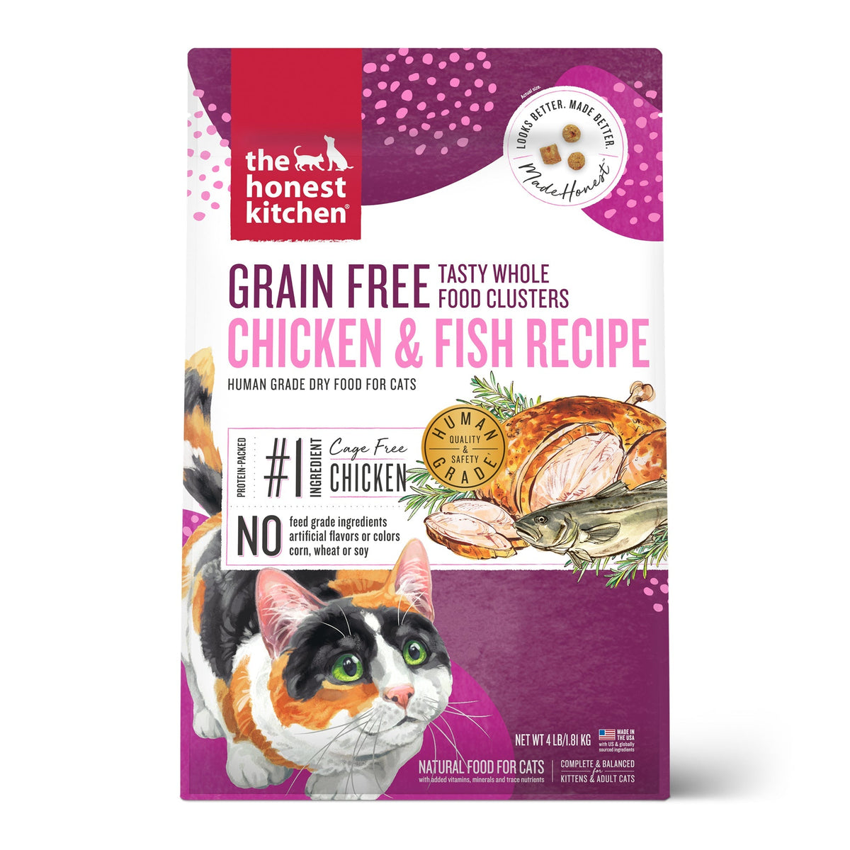 Chicken & Fish Whole Food Clusters Dry Cat Food from The Honest Kitchen ::4-lb