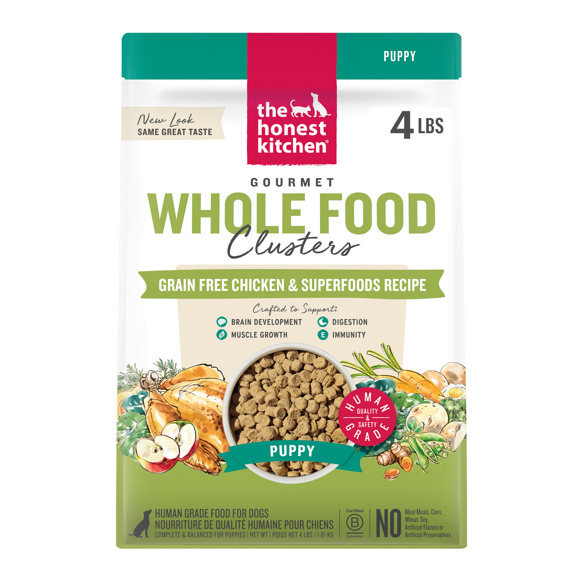 The Honest Kitchen Whole Food Clusters Grain Free Chicken & Superfoods Recipe for Puppies Human Grade Dry Dog Food ::4-lb