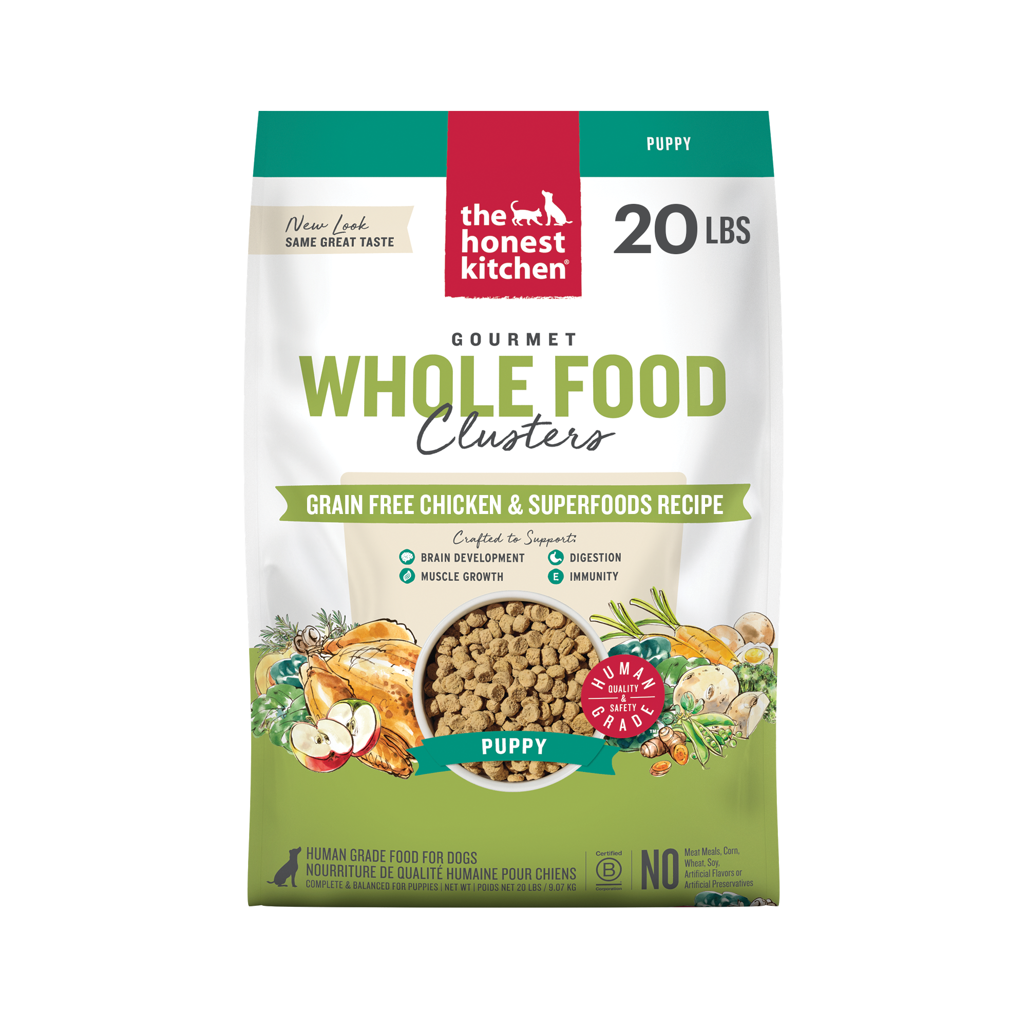The Honest Kitchen Whole Food Clusters Grain Free Chicken & Superfoods Recipe for Puppies Human Grade Dry Dog Food ::20-lb