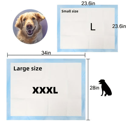 Puppy Pee Pads 100 Count - 6-Layer Super Absorbent Dog Training Pads, Leak-Proof Tear-Resistant Odor Control, 23.6"x23.6" & 34"x28" Large Size, Suitable for Dogs Cats & Multiple Pets
