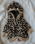Leopard Print Stretch-Knit Dog Hoodie, 3XS