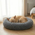 Round Chenille Dog Bed, 25x25 / Grey