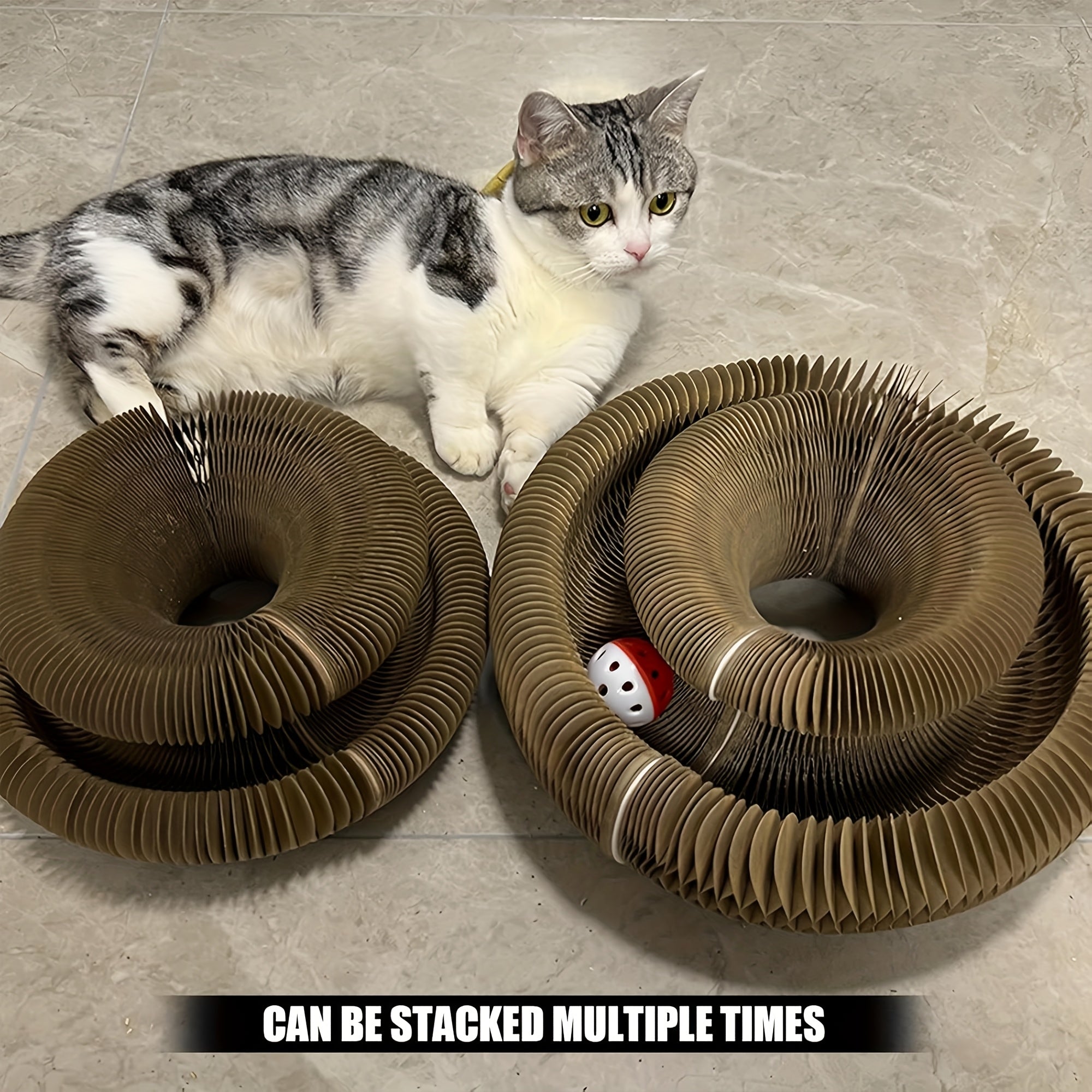 1/2pcs Magical Organ Cat Scratching Board, Wear-Resistant Indoor Interactive Pet Toys-Magic Organ Cat Scratcher Board with Circular Ball Track - Cat Interactive Toy -Cat Scratching Post*1 + Bell Ball*3-Thickened Cat Scratching Board