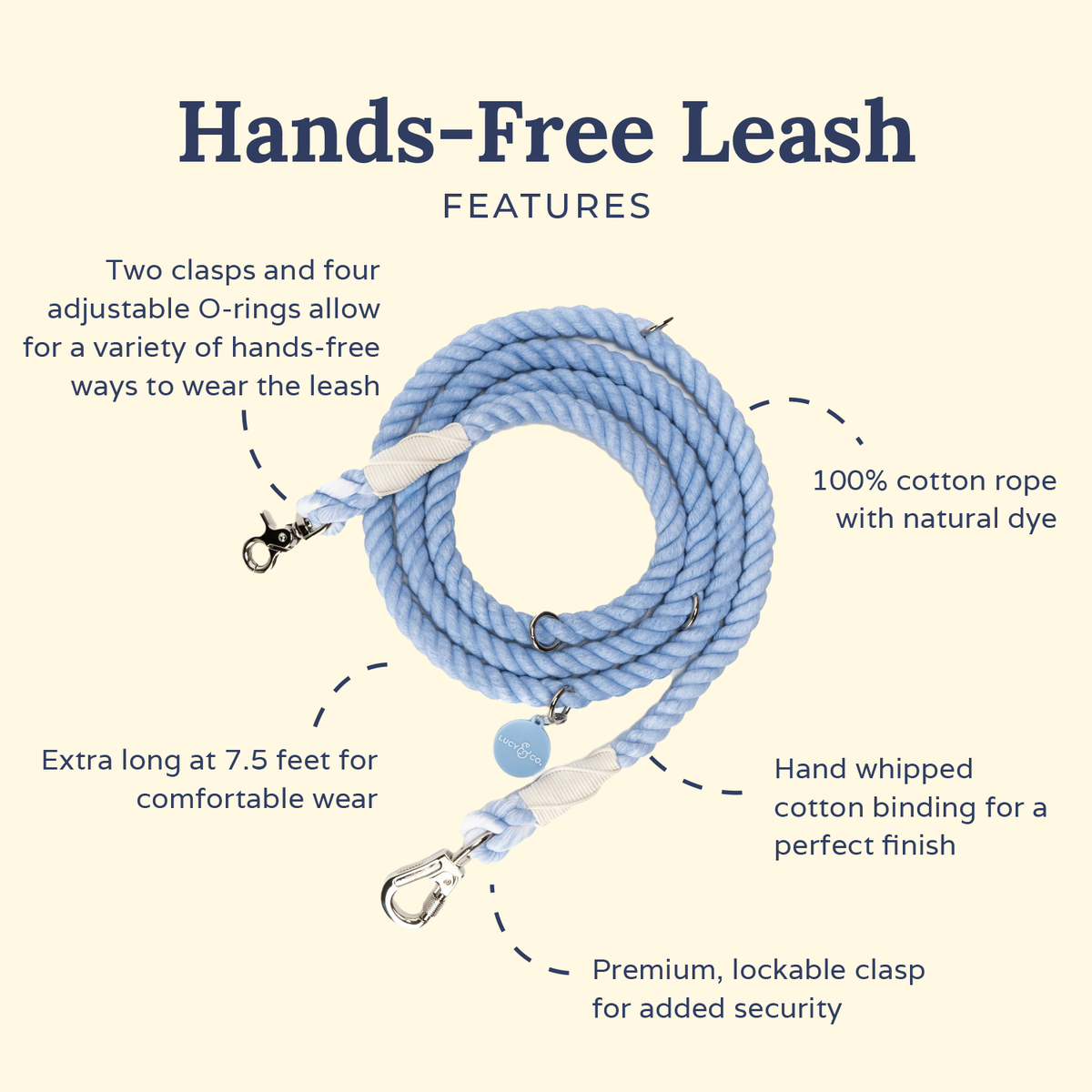 Hands-Free Cotton Rope Dog Leash product image 3