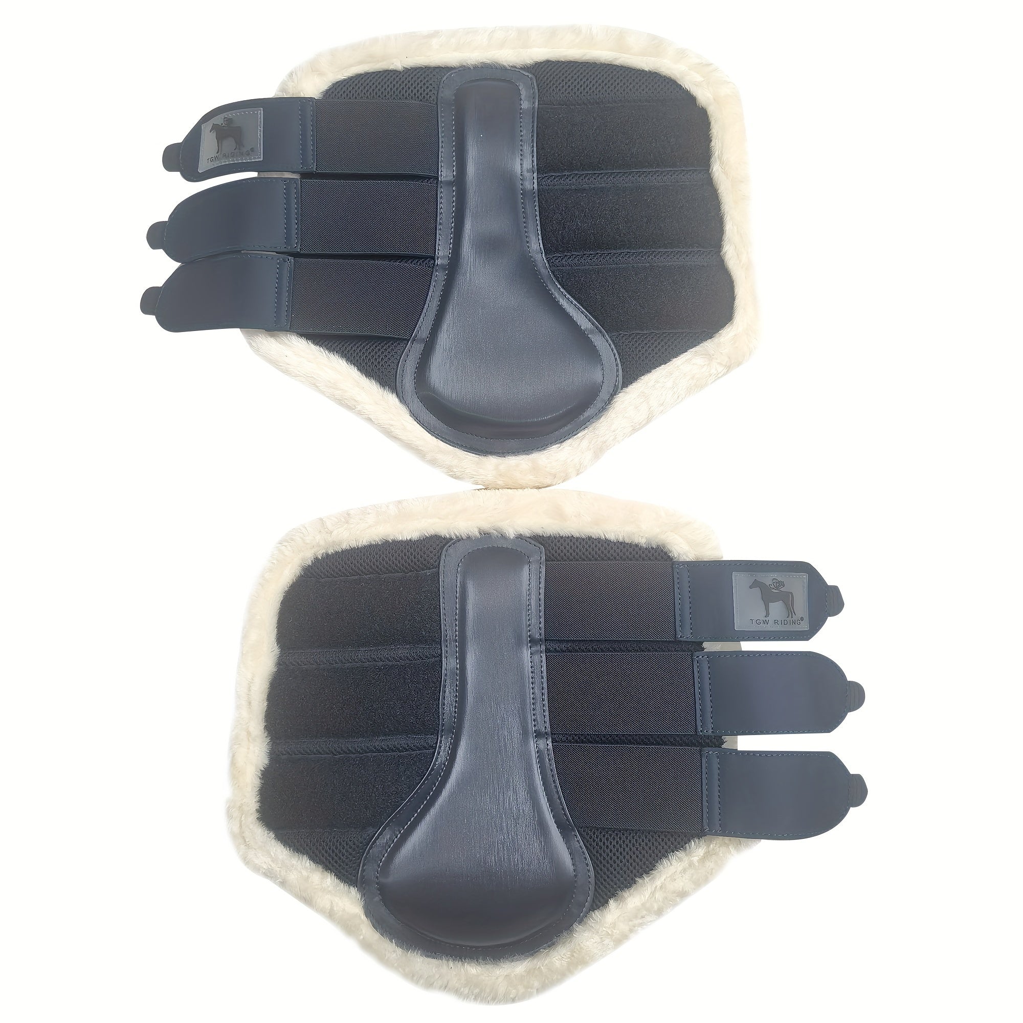 1 Pair EquiStar Horse Leg Protection Wraps - Breathable Mesh & Faux Leather, Quick-Fit for Training & Jumping, Impact Absorbing, Faux Leather, Sizes XL/L/M, for Horses, Without Battery
