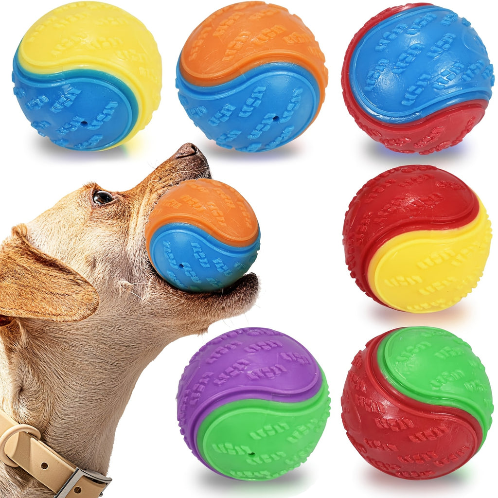 1/3/6pcs Squeaky Dog Balls, Puppy Pet Chew Balls Teething Balls 2, 5in, High Bouncy Dog Ball For Interactive Playing, Dog Toys Balls For Training, Tough Ball Toys For Dogs, Fit With Dog Ball Launcher, Without Battery